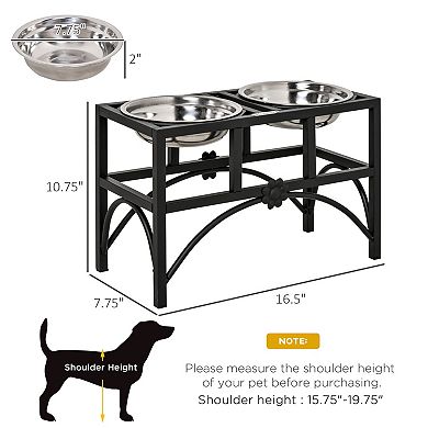 IFMALL Heavy Duty Elevated Double Pet Feeding Station with Stainless Steel Bowls