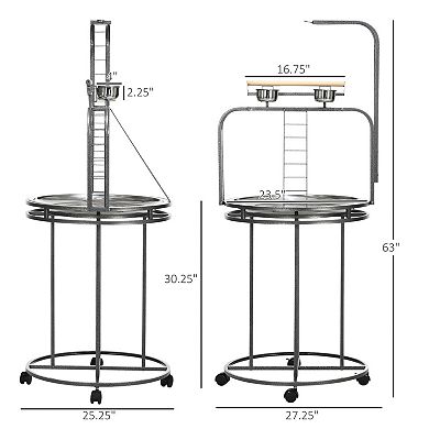 IFMALL Large Multi-Level Bird Perch Climbing Stand with Wheels and Washable Bowls