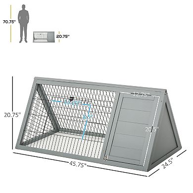 IFMALL Triangular Outdoor Pet Hutch with Enclosed Sleeping Quarters and Run
