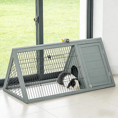 IFMALL Triangular Outdoor Pet Hutch with Enclosed Sleeping Quarters and Run
