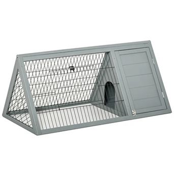 IFMALL Triangular Outdoor Pet Hutch with Enclosed Sleeping Quarters and Run
