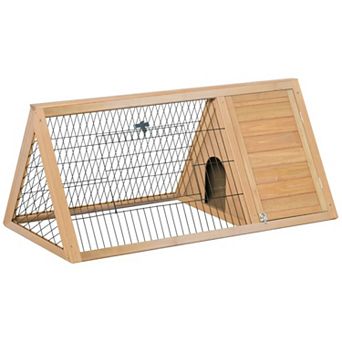 IFMALL Triangular Outdoor Pet Hutch with Enclosed Sleeping Quarters and Run