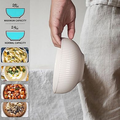 Soup & Cereal Bowls Set Durable Ceramic, Microwave & Dishwasher Safe
