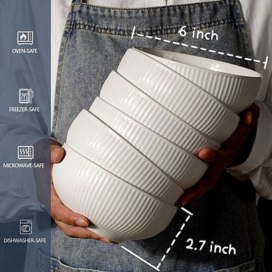 Soup & Cereal Bowls Set Durable Ceramic, Microwave & Dishwasher Safe