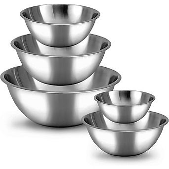 Stainless Steel Mixing Bowl Set, 5 pc Heavy-Duty, Eco-Friendly