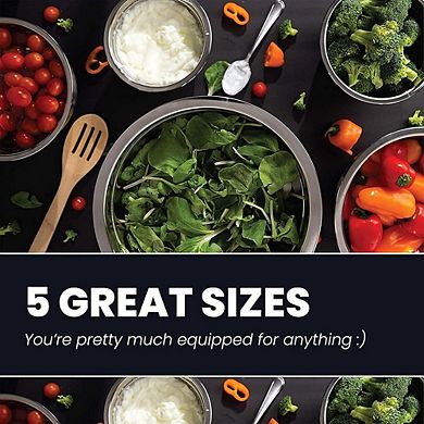 Stainless Steel Mixing Bowl Set, 5-Piece, Heavy-Duty, Eco-Friendly