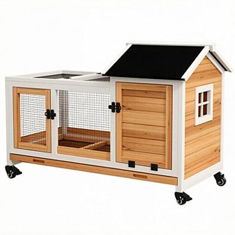 IFMALL Outdoor Small Animal Hutch with Removable Tray and Wheels for Easy Mobility
