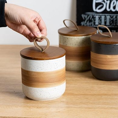 Stackable Ceramic Kitchen Canister with Lid, Food Storage Jar