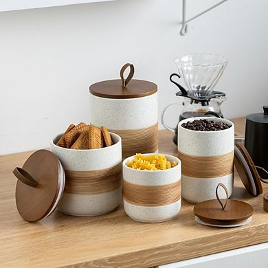 Stackable Ceramic Kitchen Canister with Lid, Food Storage Jar