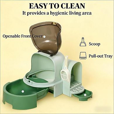 IFMALL Enclosed Cat Litter Box with Privacy Lid and Anti-Tracking Design