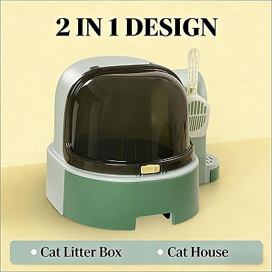 IFMALL Enclosed Cat Litter Box with Privacy Lid and Anti-Tracking Design