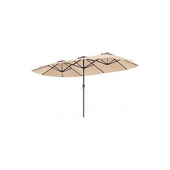 15.5 Ft Patio Umbrella With Solar LED Lights And Crank Handle