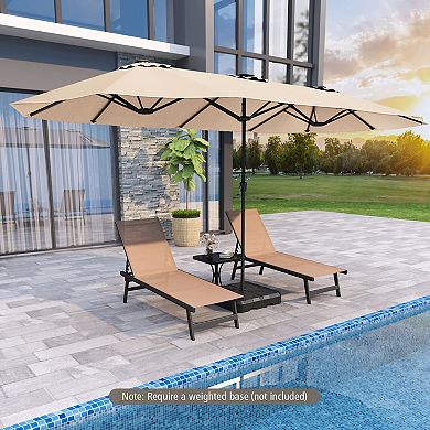 15.5 Ft Patio Umbrella With Solar LED Lights And Crank Handle