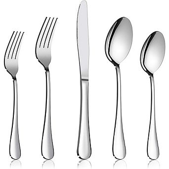 Stainless Steel Flatware Set for 2, 10 pc Classic Design, Dishwasher Safe