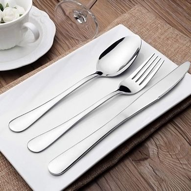 Stainless Steel Flatware Set for 2, 10-Piece Classic Design, Dishwasher Safe