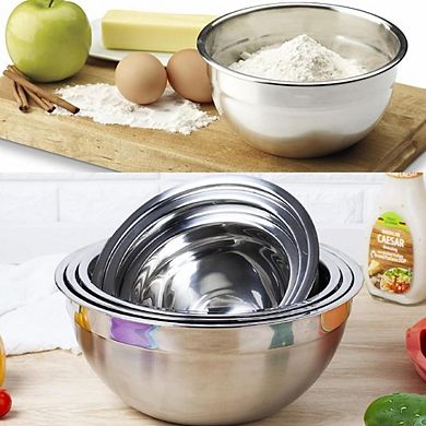 Stainless Steel Mixing Bowl Set, 25-Piece, Nesting, With Lids & Utensils