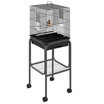 IFMALL Spacious Metal Indoor Bird Cage with Stand for Pet Birds and Parrots