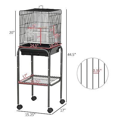 IFMALL Spacious Metal Indoor Bird Cage with Stand for Pet Birds and Parrots