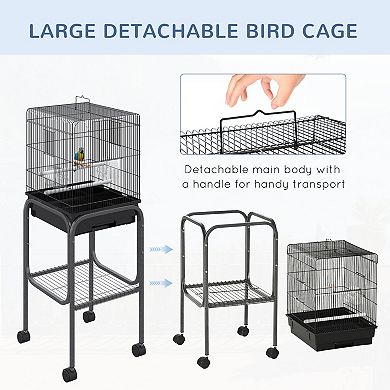 IFMALL Spacious Metal Indoor Bird Cage with Stand for Pet Birds and Parrots