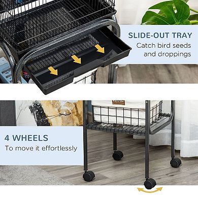 IFMALL Spacious Metal Indoor Bird Cage with Stand for Pet Birds and Parrots