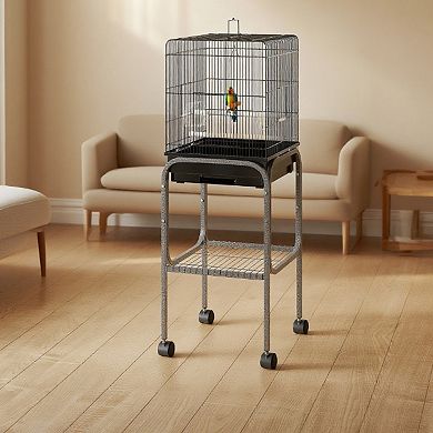 IFMALL Spacious Metal Indoor Bird Cage with Stand for Pet Birds and Parrots
