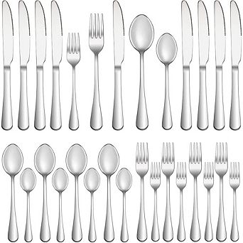 Stainless Steel Flatware Set for 4, 20 pc Mirror Polished, Dishwasher Safe