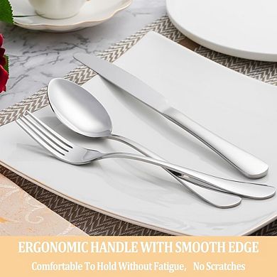 Stainless Steel Flatware Set for 4, 20-Piece Mirror Polished, Dishwasher Safe
