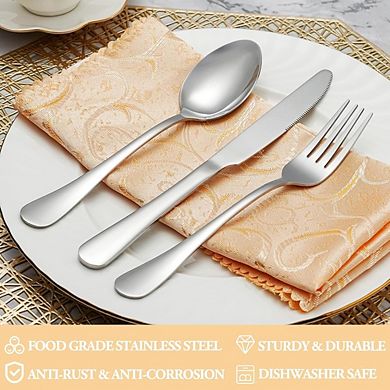 Stainless Steel Flatware Set for 4, 20-Piece Mirror Polished, Dishwasher Safe