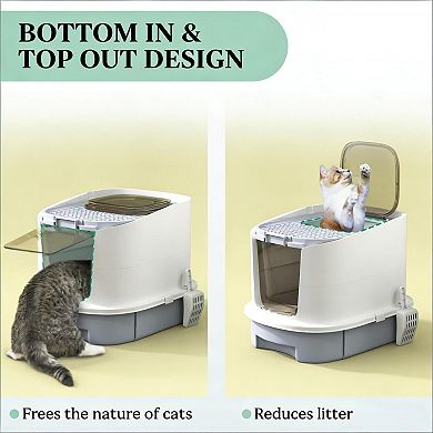 IFMALL Enclosed Hooded Cat Litter Box with Odor Control and Easy Cleaning