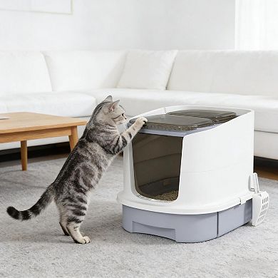 IFMALL Enclosed Hooded Cat Litter Box with Odor Control and Easy Cleaning