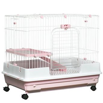 IFMALL Portable Small Animal Cage Hutch with Wheels Indoor Pet Habitat Enclosure