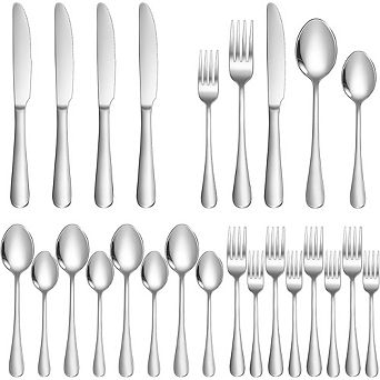 Stainless Steel Flatware Set for 4, 20 pc Durable Dishwasher Safe