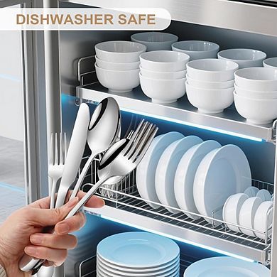Stainless Steel Flatware Set for 4, 20-Piece Durable Dishwasher Safe