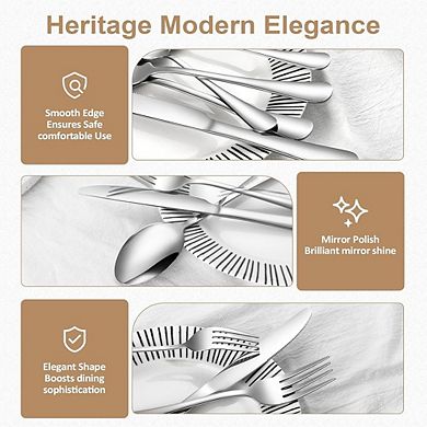 Stainless Steel Flatware Set for 4, 20-Piece Durable Dishwasher Safe