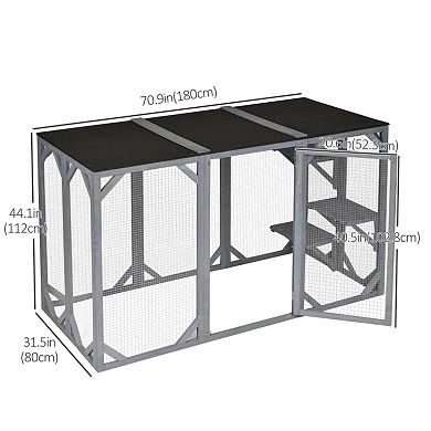 IFMALL Outdoor Cat Enclosure Playpen Cage Safe Wooden Frame