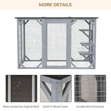IFMALL Outdoor Cat Enclosure Playpen Cage Safe Wooden Frame