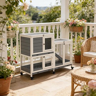 IFMALL Two-Story Small Animal Hutch Cage with Spacious Living Area