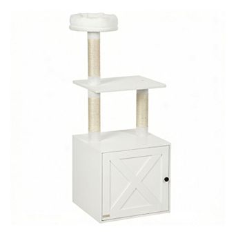 IFMALL Space-Saving Cat Tree with Integrated Litter Box Enclosure