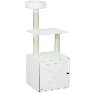 IFMALL Space-Saving Cat Tree with Integrated Litter Box Enclosure