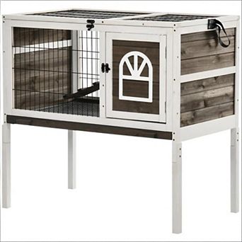 IFMALL Spacious Indoor Wooden Rabbit Hutch with Removable Tray