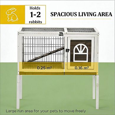 IFMALL Spacious Indoor Wooden Rabbit Hutch with Removable Tray