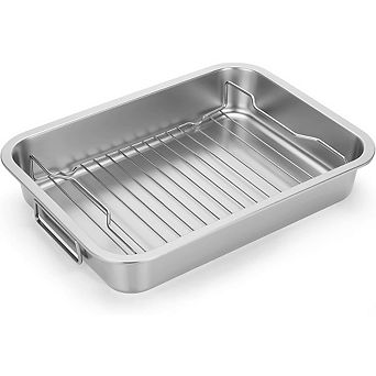 Stainless Steel Roasting Pan with Rack, Heavy-Duty Oven & Broiler Safe