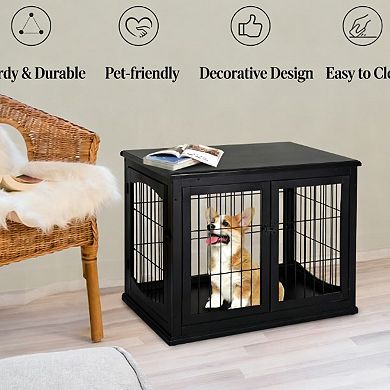 IFMALL Dual Function Dog Crate Furniture End Table for Small Medium Pets