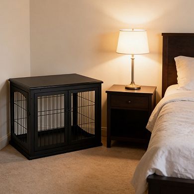 IFMALL Dual Function Dog Crate Furniture End Table for Small Medium Pets