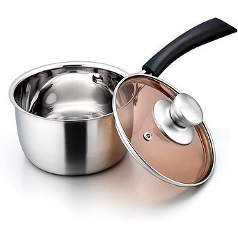 Stainless Steel Saucepan with Glass Lid, Dishwasher Safe, Rust-Resistant