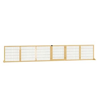 IFMALL 6-Panel Wooden Expandable Pet Gate for Doorways and Stairways