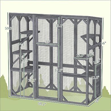 IFMALL Large Outdoor Pet Enclosure with Multiple Jumping Platforms for Cats