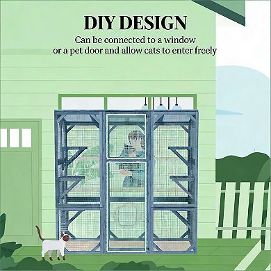 IFMALL Large Outdoor Pet Enclosure with Multiple Jumping Platforms for Cats