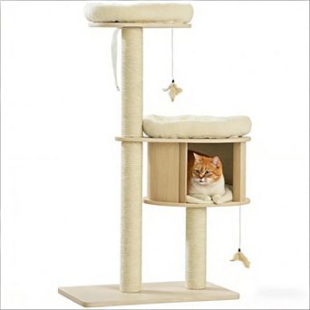 IFMALL Multi-Level Cat Activity Tower with Plush Platforms and Scratching Posts