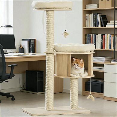 IFMALL Multi-Level Cat Activity Tower with Plush Platforms and Scratching Posts